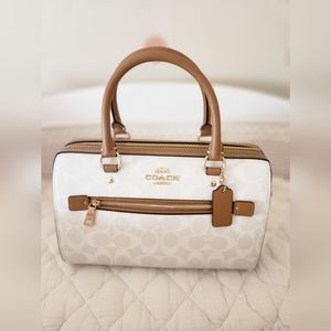 Coach Rowan Satchel blocked signature canvas gold/light khaki multi